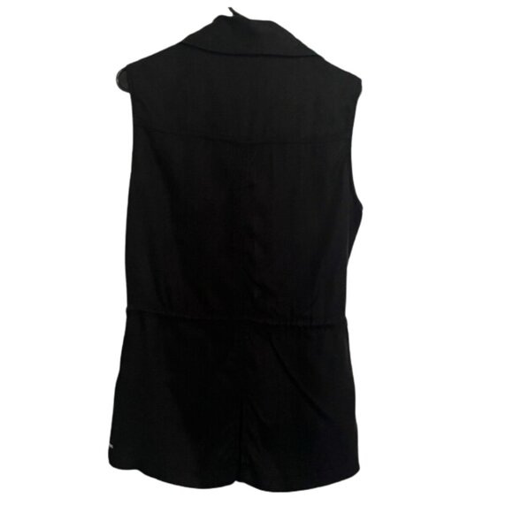 Tahari Black Drawstring Waist Vest Shawl Collar Slit Pockets Back Vent - Picture 5 of 11